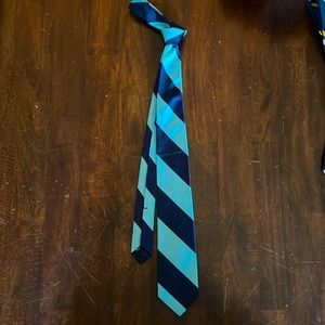 J. Crew English silk Tie Navy/Aqua stripes